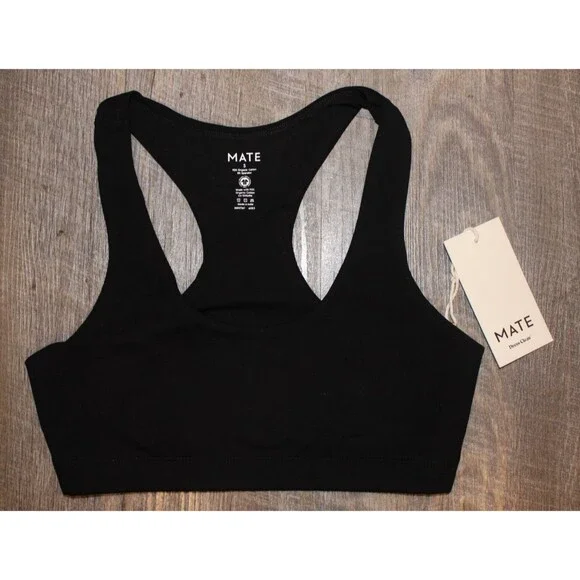 Mate the Label Women Organic Sports Racerback Bra Leggings 2 Pc Set BLACK - Picture 10 of 13